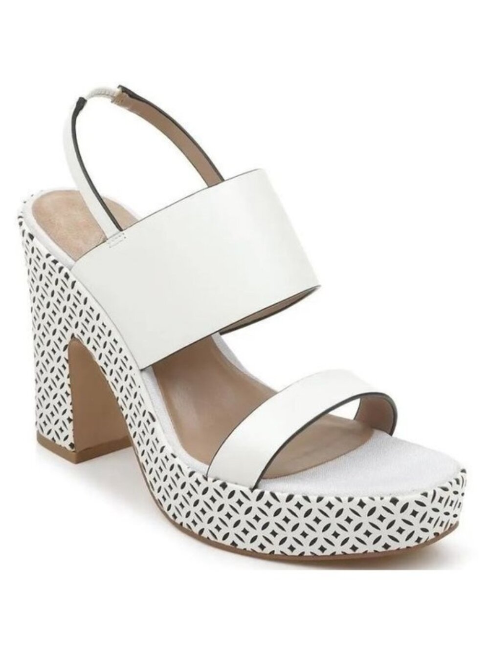 NWT Zac Posen Womens Virginia White Leather Heeled Slingback Platform Sandals 9M